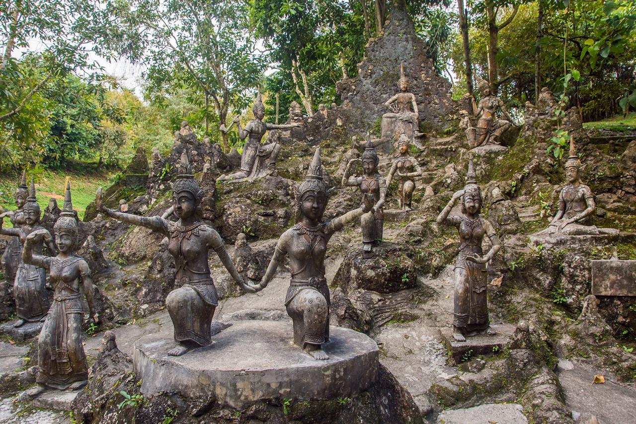 Tarnim Magic Garden Samui jungle sculpture garden with stone statues
