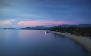 Maenam Beach Samui long sandy beach calm sea tropical coast