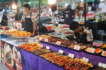 The Wharf Walking Street Samui evening market promenade lights