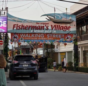 The Wharf Walking Street Samui evening market promenade lights
