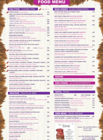 Elephant Beach Club Samui menu food dishes cocktails drinks