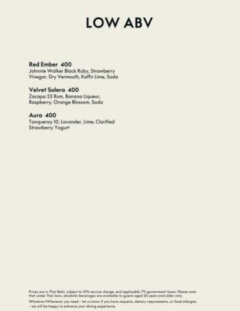 WOOBAR Samui menu international cuisine cocktails premium drinks