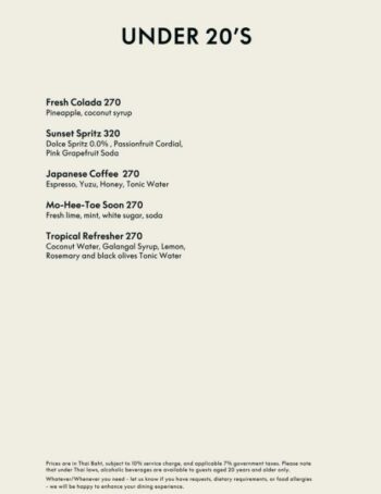 WOOBAR Samui menu international cuisine cocktails premium drinks